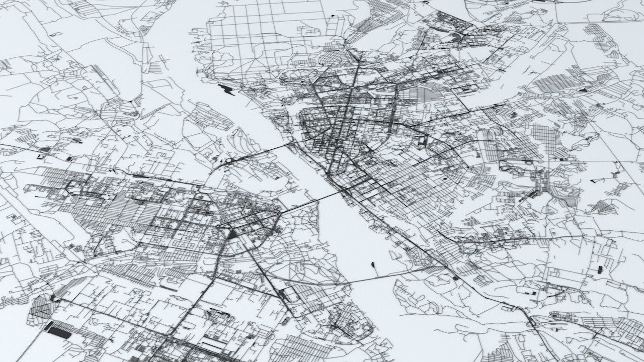 Novosibirsk Road Network and Streets 3D model_2
