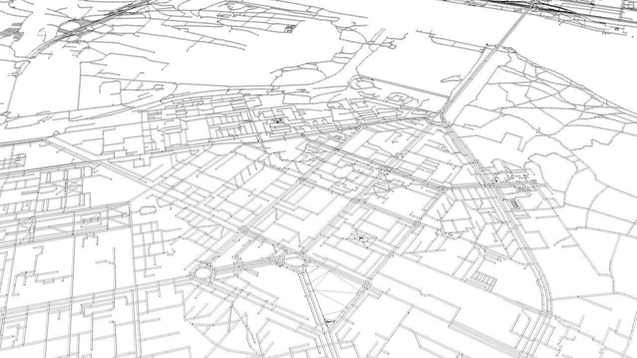 Novosibirsk Road Network and Streets 3D model_10
