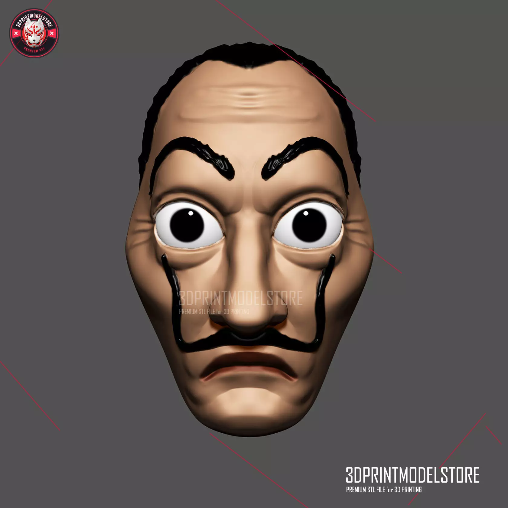 Dali Mask - Lacasa de papel Mask - Money Heist Mask Halloween 3D print model_0