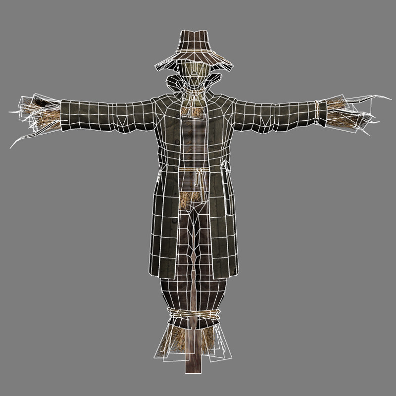 Scarecrow Low-poly 3D model_4