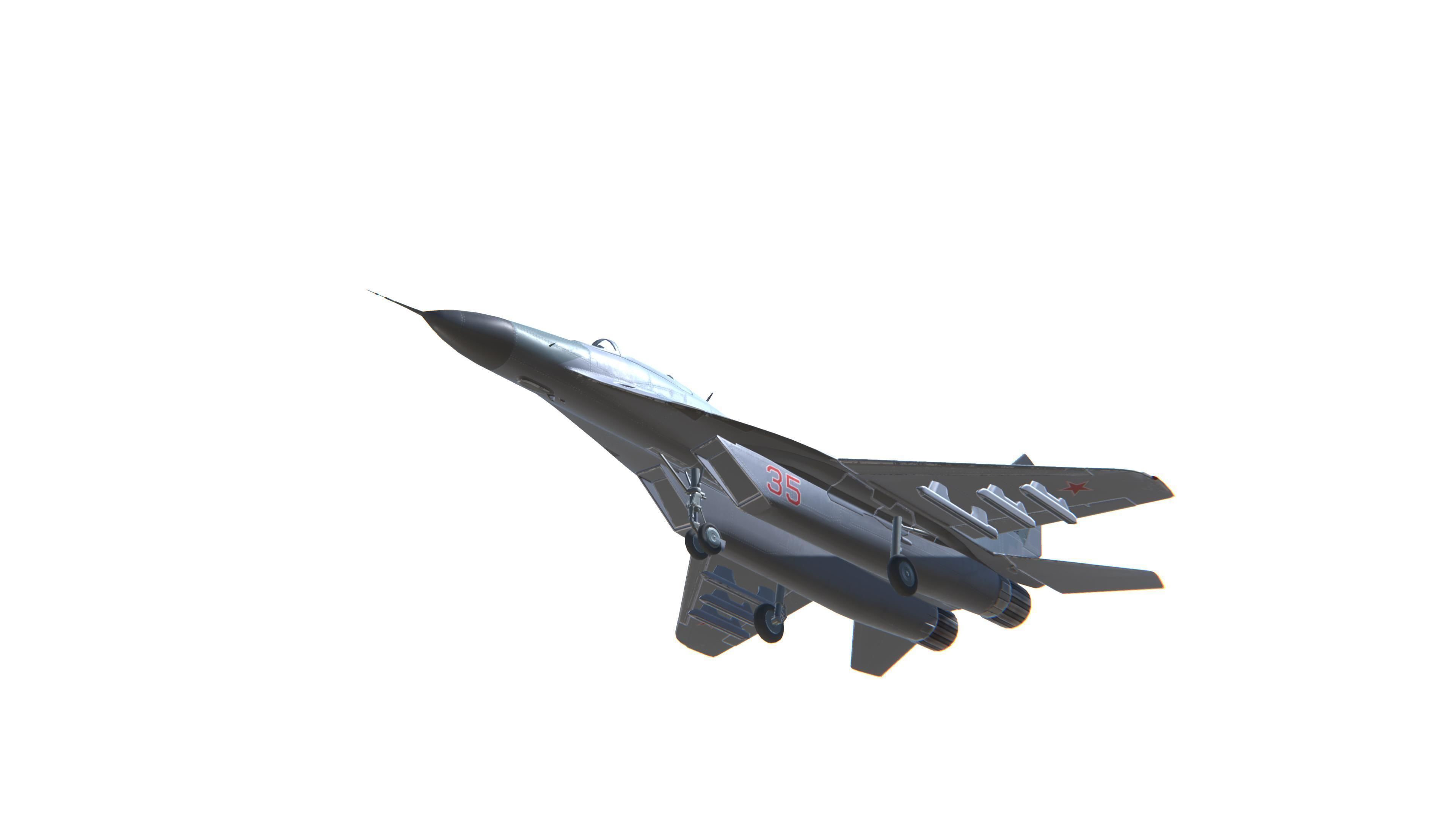 MIG-29 Fulcrum Jet Fighter Aircraft Low-poly 3D model_10