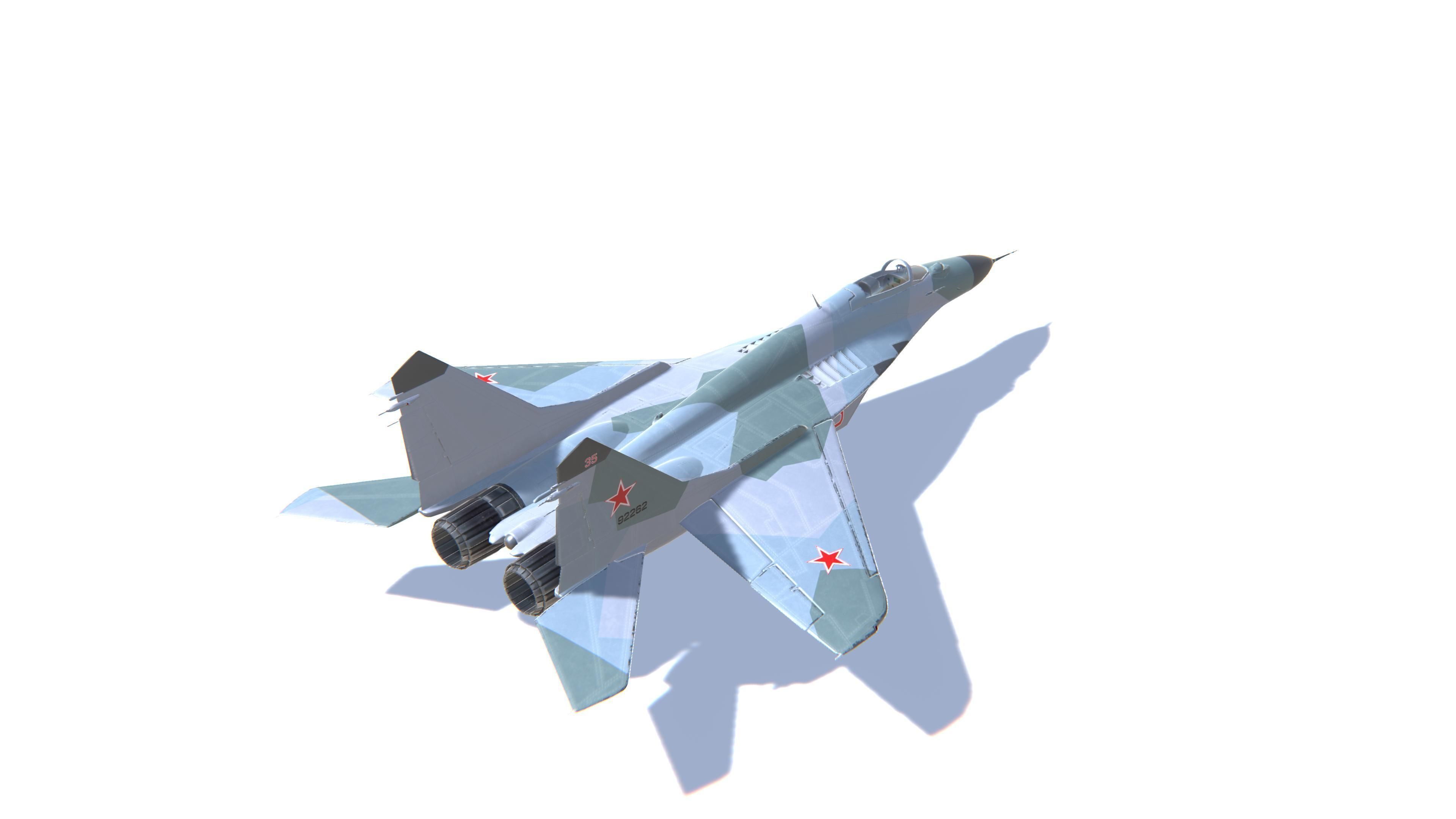 MIG-29 Fulcrum Jet Fighter Aircraft Low-poly 3D model_5
