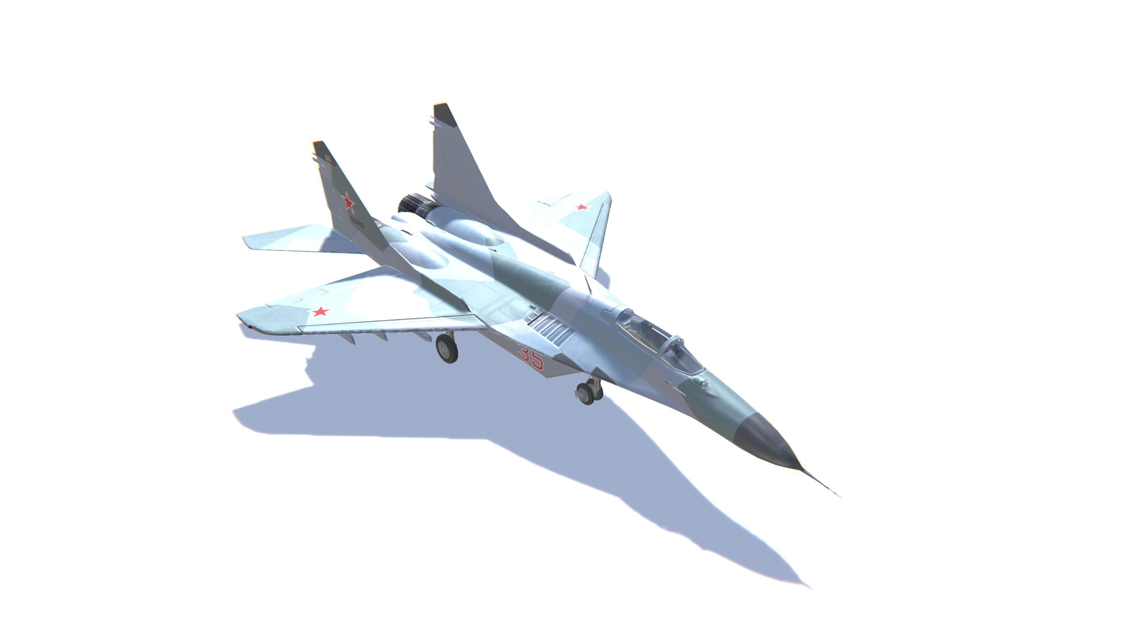 MIG-29 Fulcrum Jet Fighter Aircraft Low-poly 3D model_3