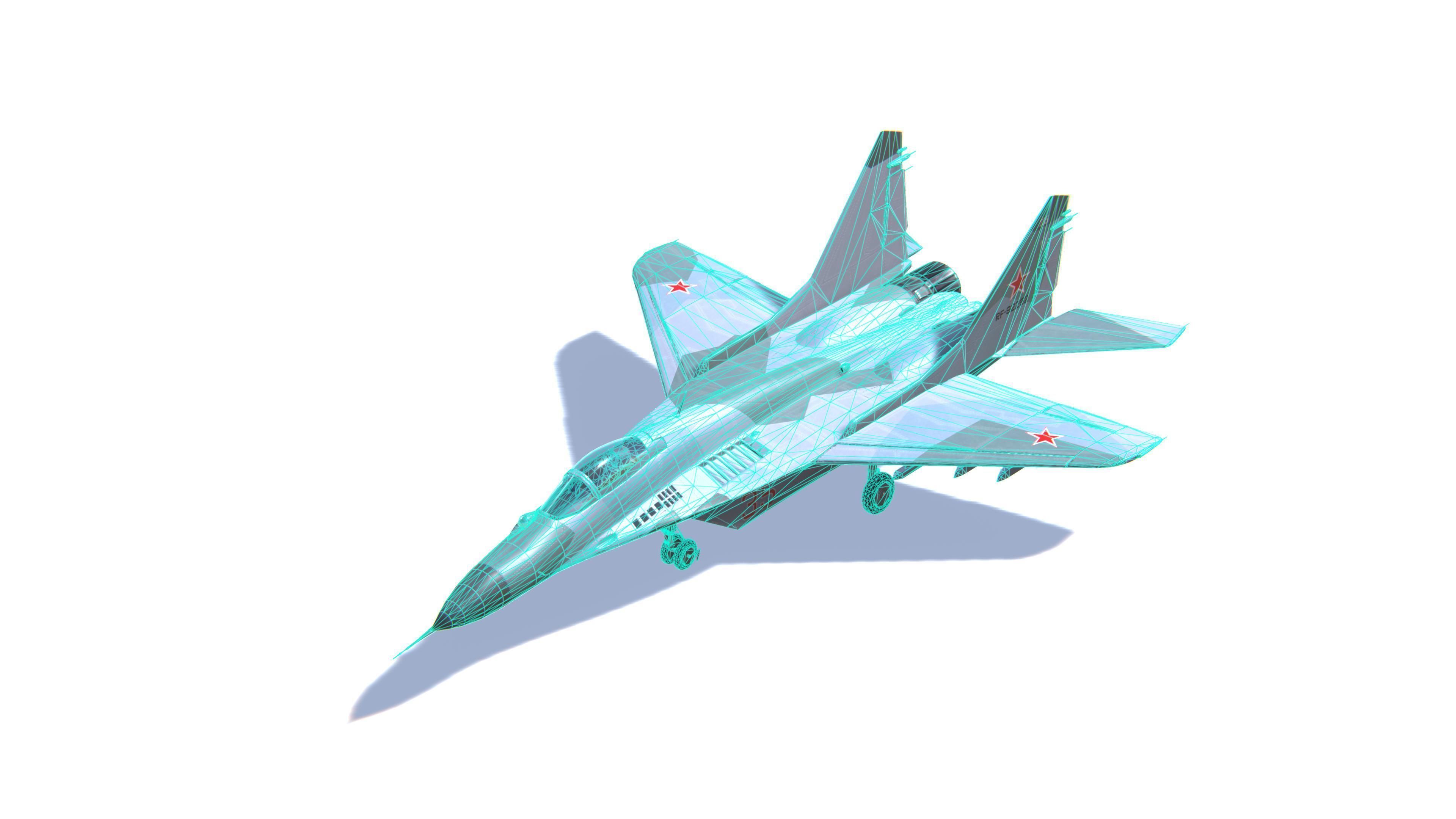 MIG-29 Fulcrum Jet Fighter Aircraft Low-poly 3D model_26
