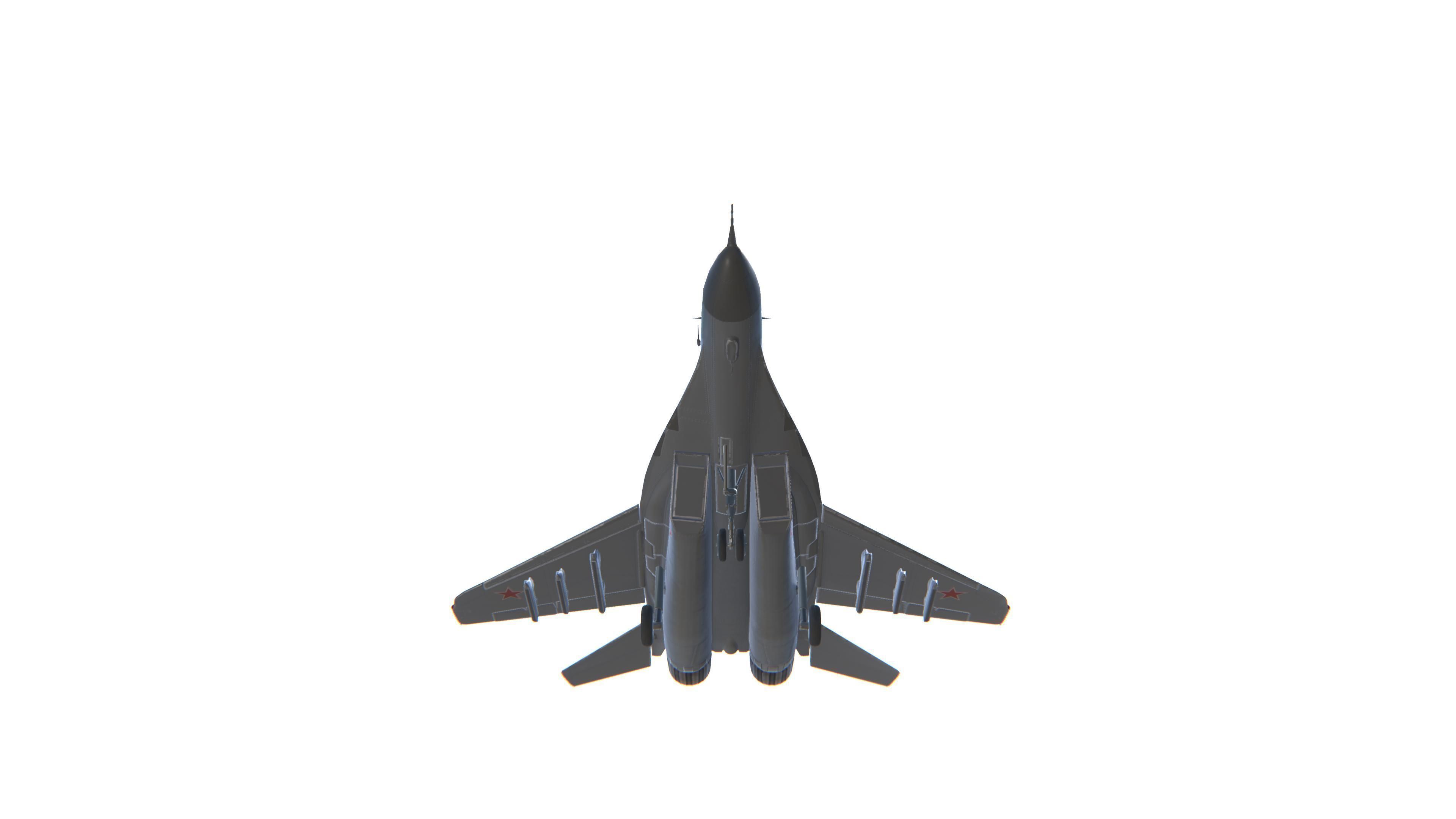 MIG-29 Fulcrum Jet Fighter Aircraft Low-poly 3D model_11