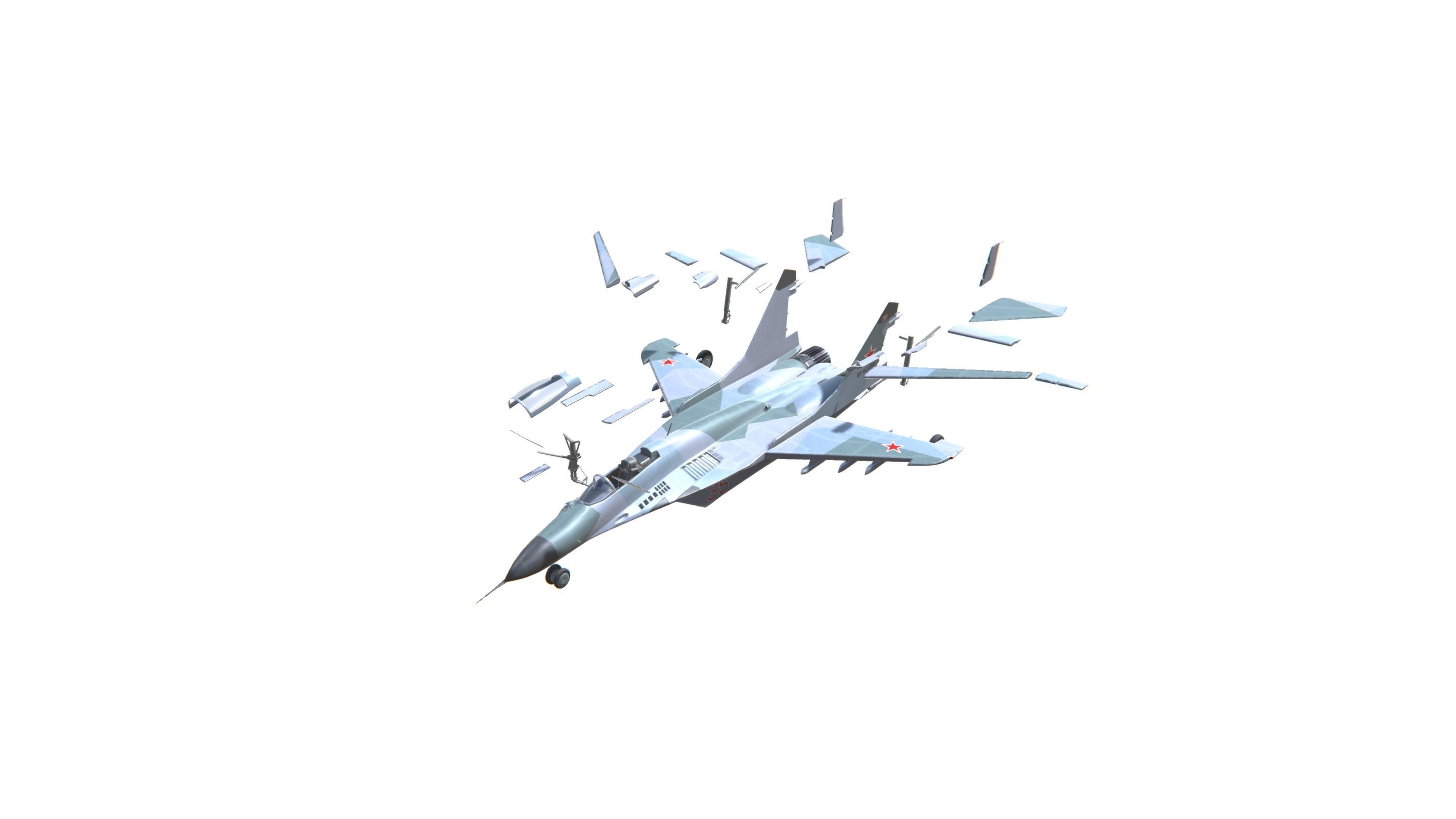 MIG-29 Fulcrum Jet Fighter Aircraft Low-poly 3D model_9