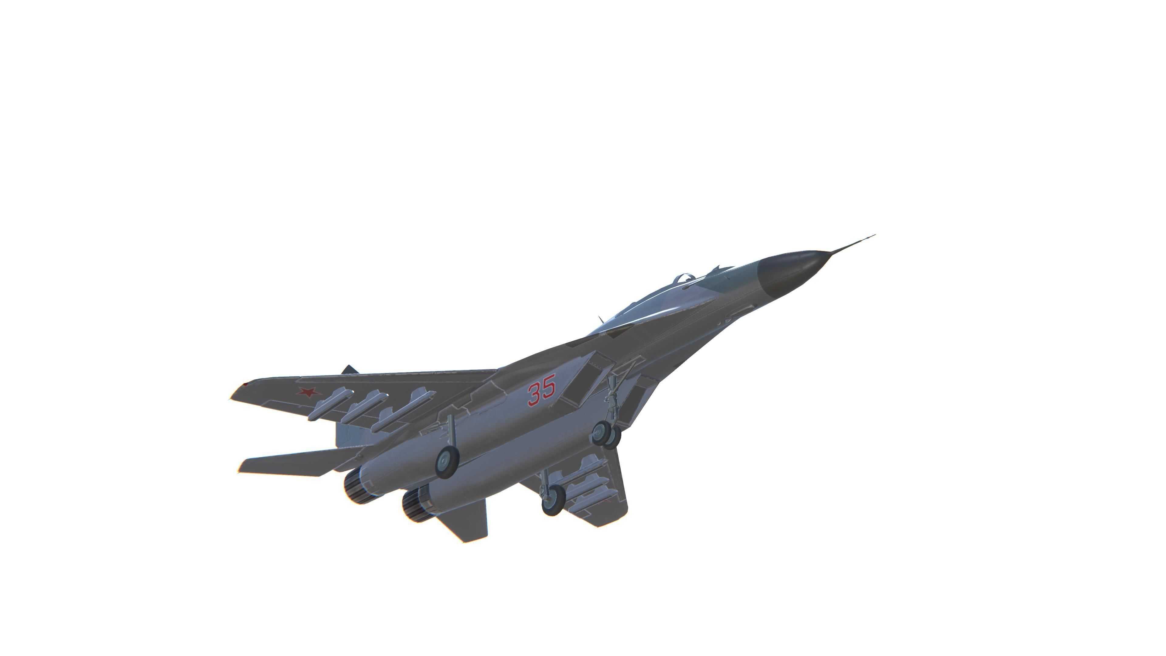 MIG-29 Fulcrum Jet Fighter Aircraft Low-poly 3D model_12