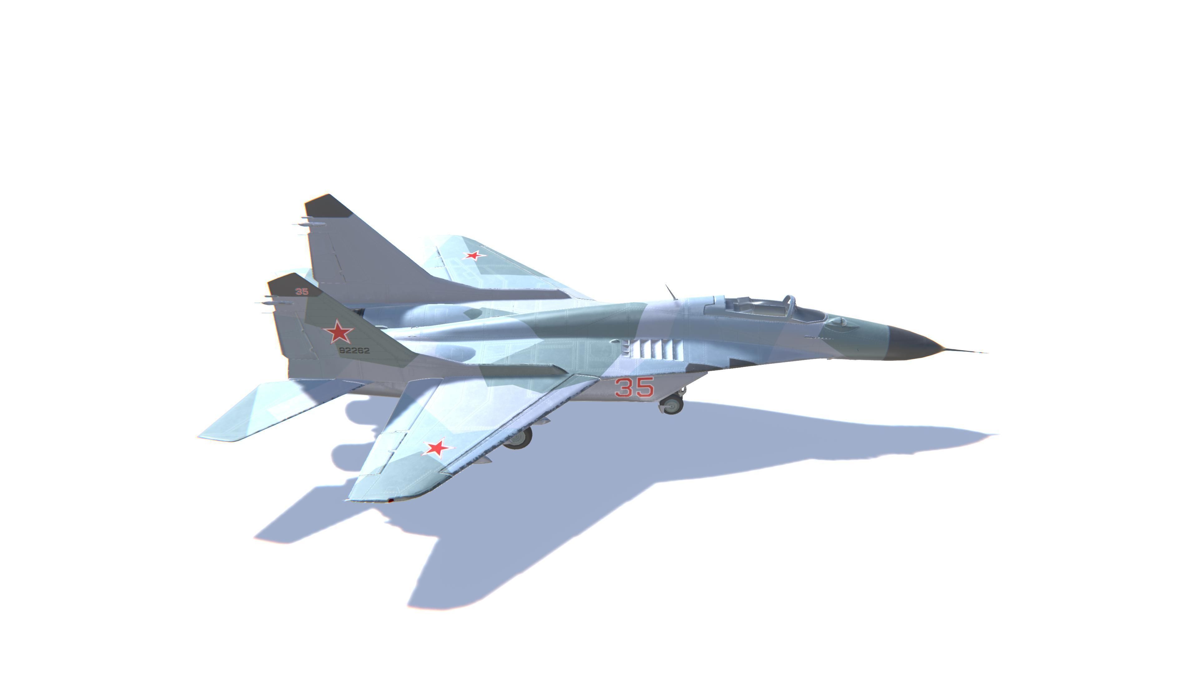 MIG-29 Fulcrum Jet Fighter Aircraft Low-poly 3D model_4