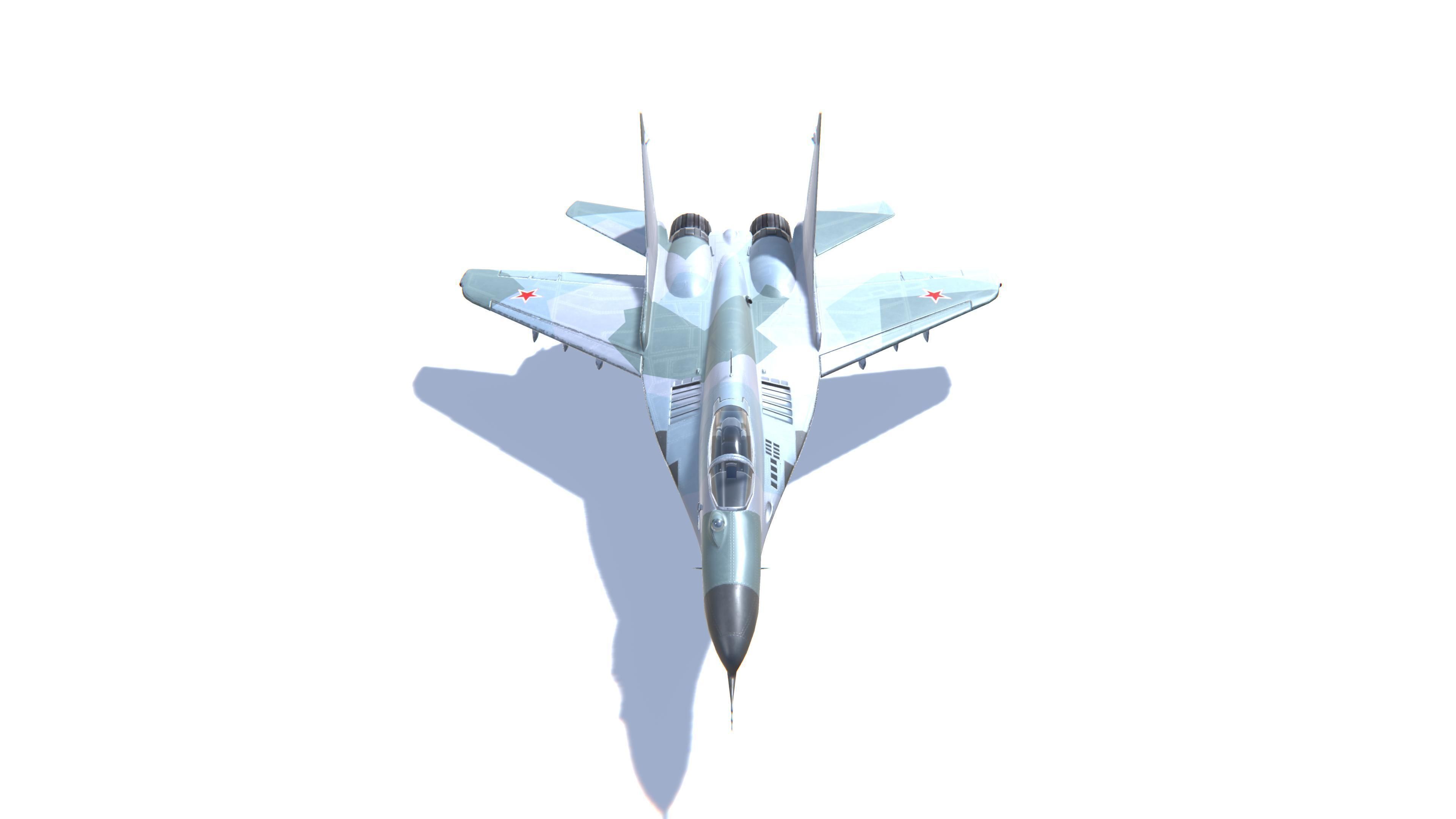 MIG-29 Fulcrum Jet Fighter Aircraft Low-poly 3D model_2