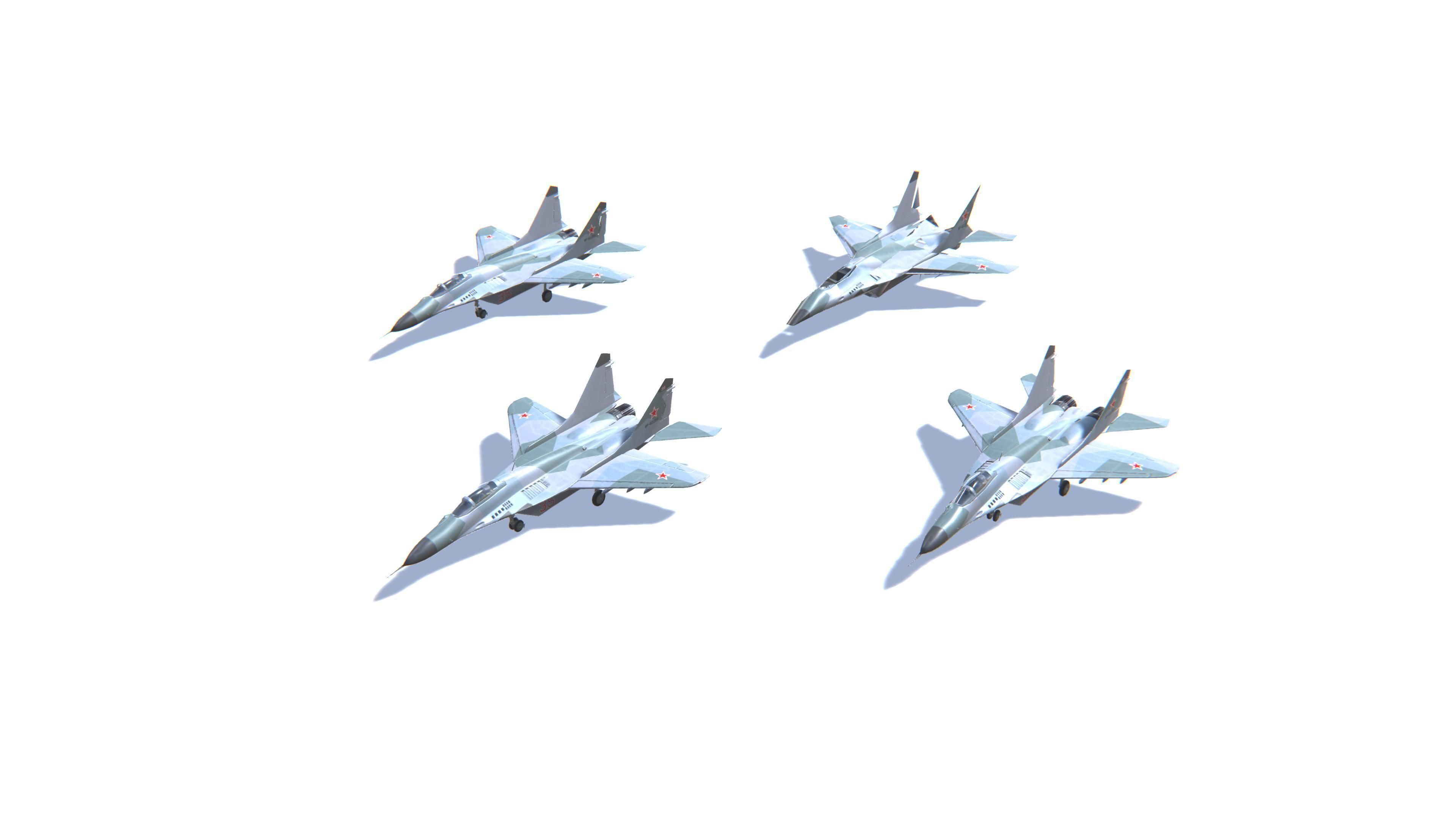 MIG-29 Fulcrum Jet Fighter Aircraft Low-poly 3D model_24