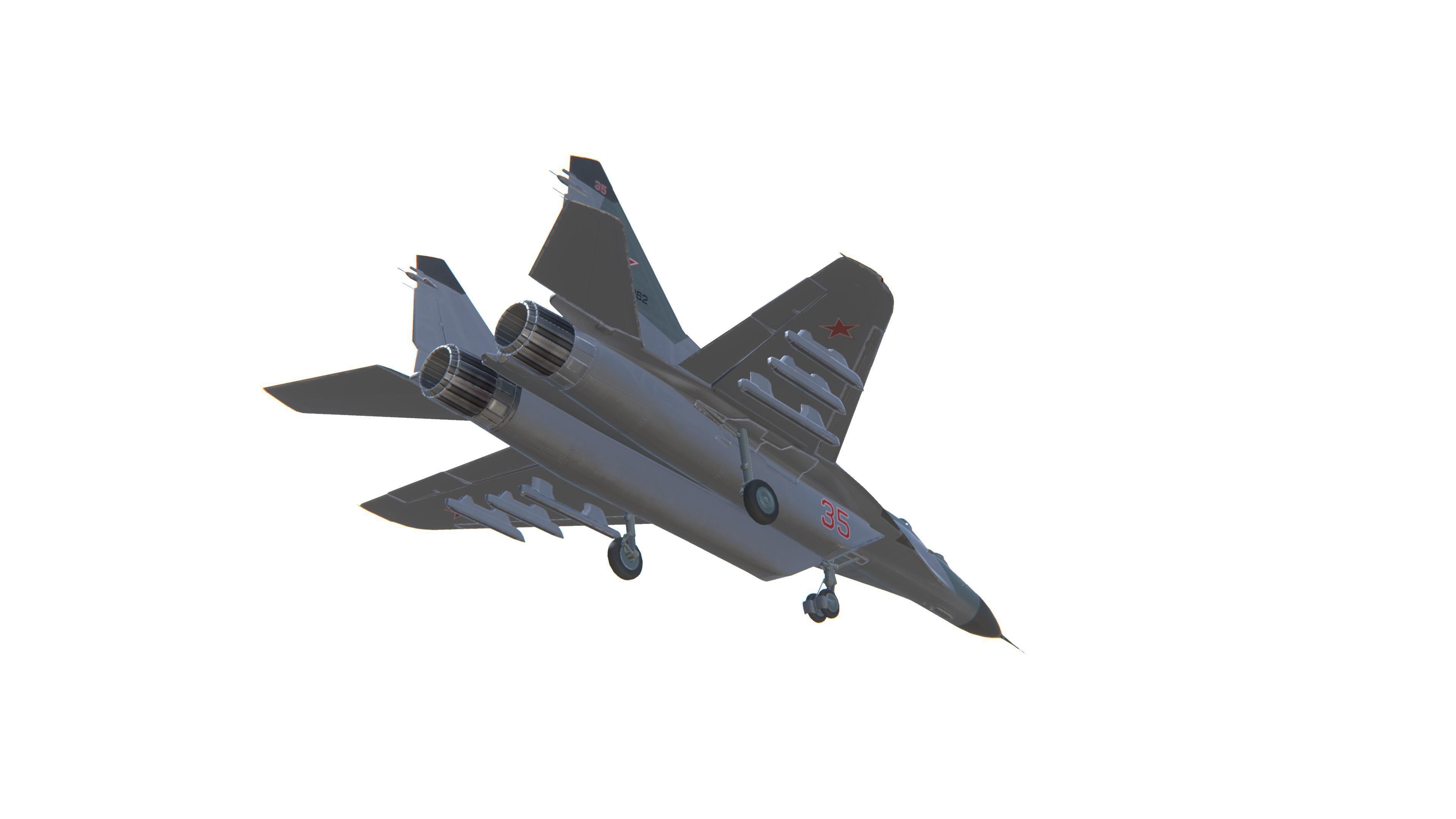 MIG-29 Fulcrum Jet Fighter Aircraft Low-poly 3D model_14