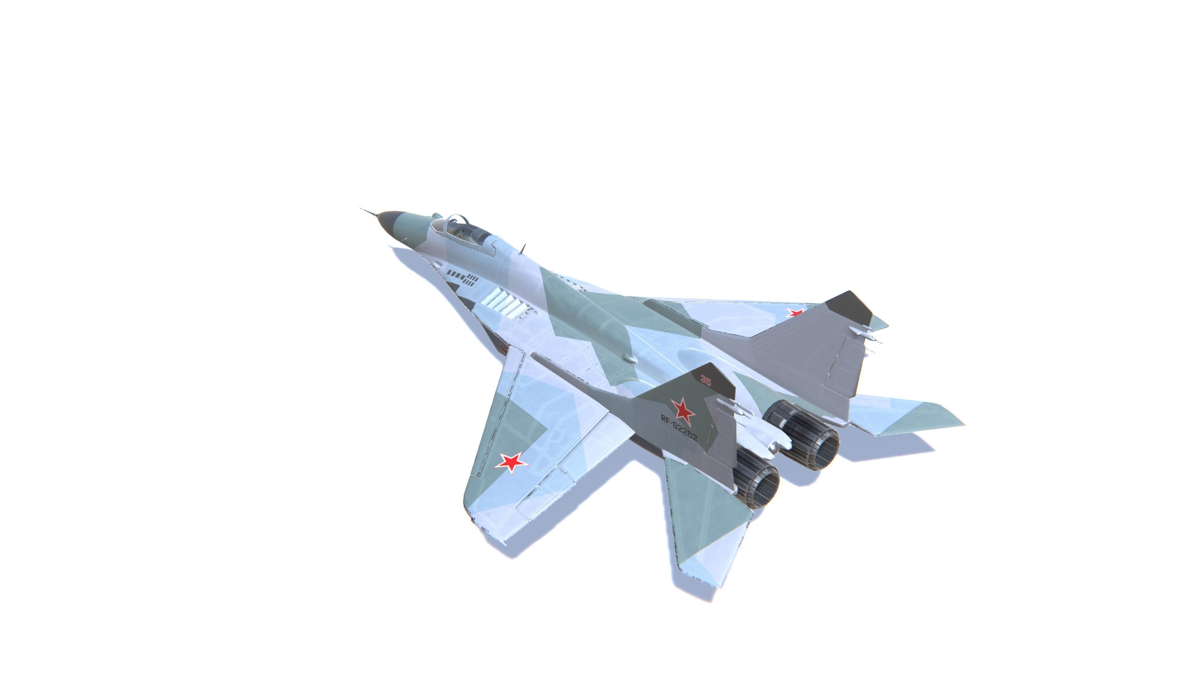 MIG-29 Fulcrum Jet Fighter Aircraft Low-poly 3D model_7