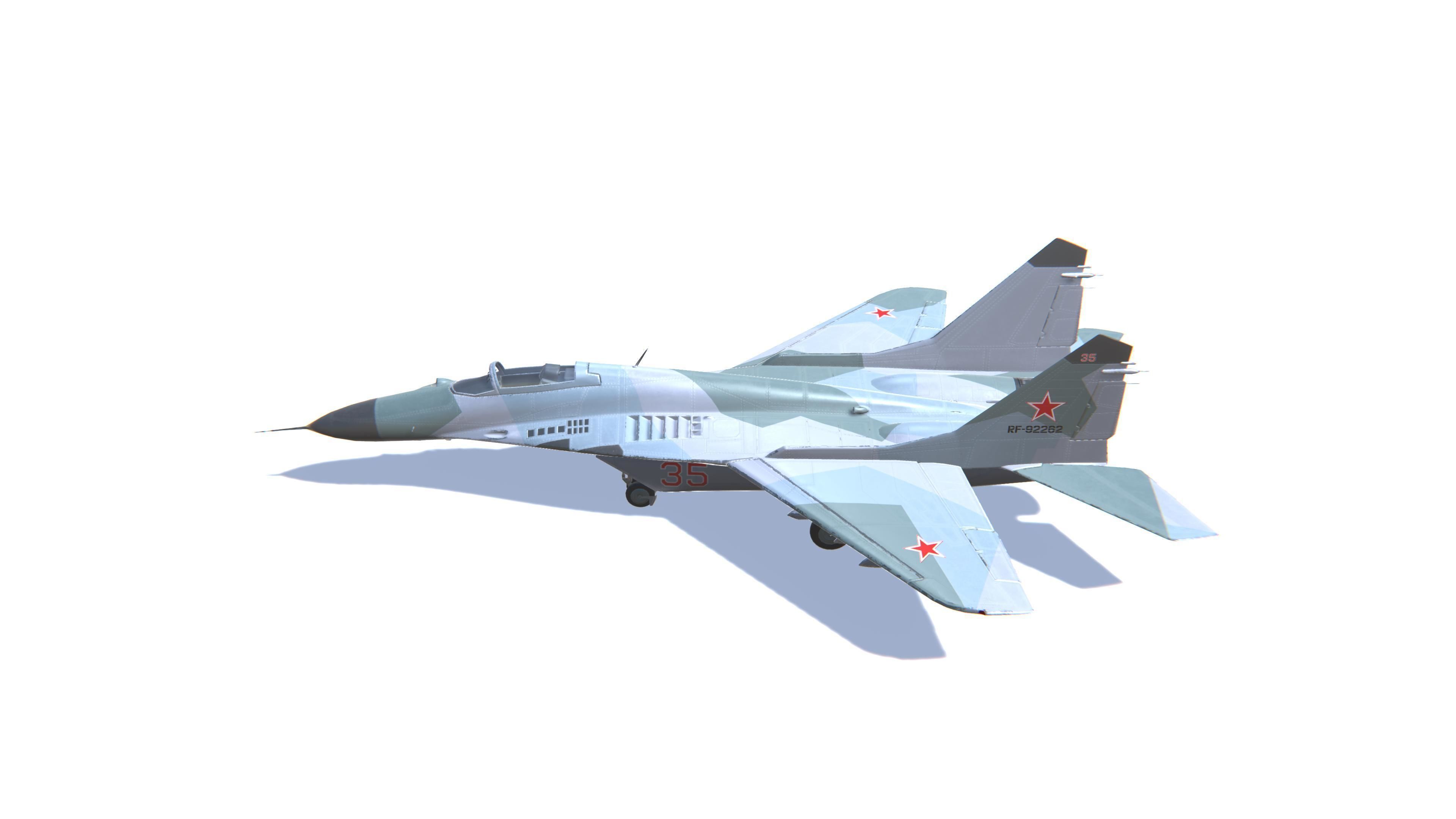 MIG-29 Fulcrum Jet Fighter Aircraft Low-poly 3D model_8