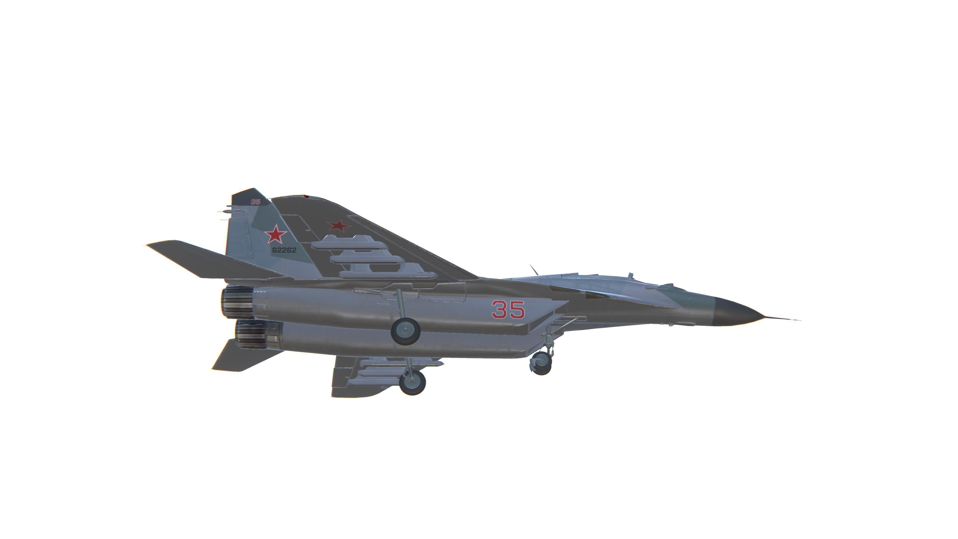 MIG-29 Fulcrum Jet Fighter Aircraft Low-poly 3D model_13