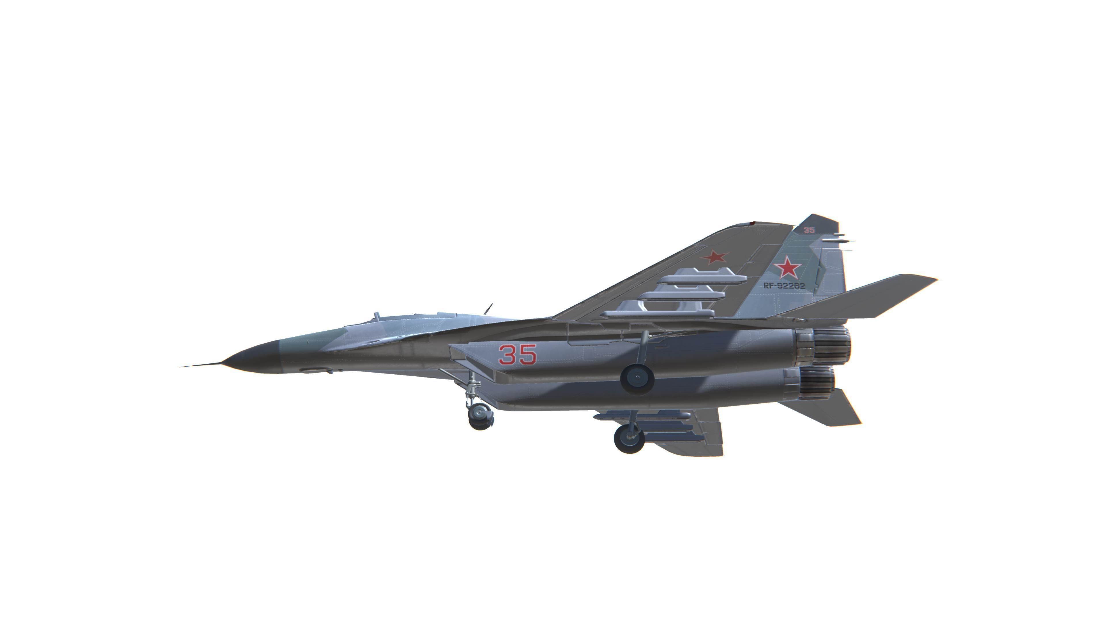 MIG-29 Fulcrum Jet Fighter Aircraft Low-poly 3D model_17