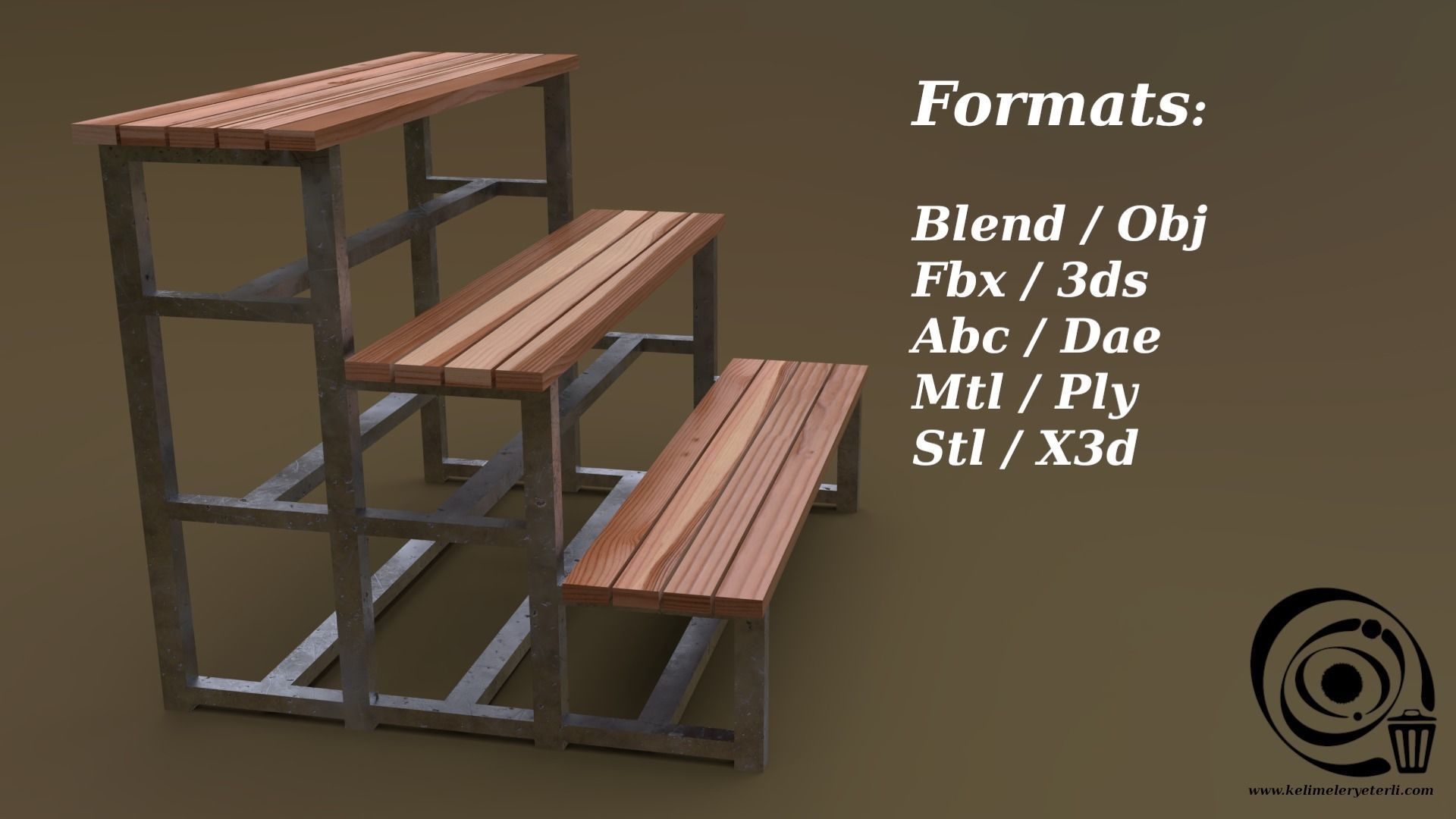 Tribune 07 R Low-poly 3D model_2