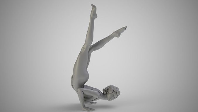 Woman in Yoga Handstand 3D print model