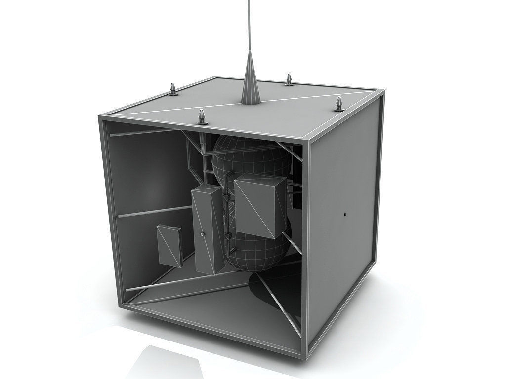  Cube Satellite Low-poly 3D model_2