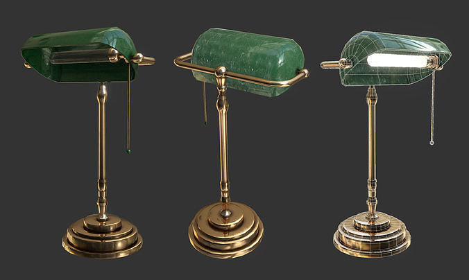 Antique Desk Lamp Game Ready 3D Model Low-poly 3D model