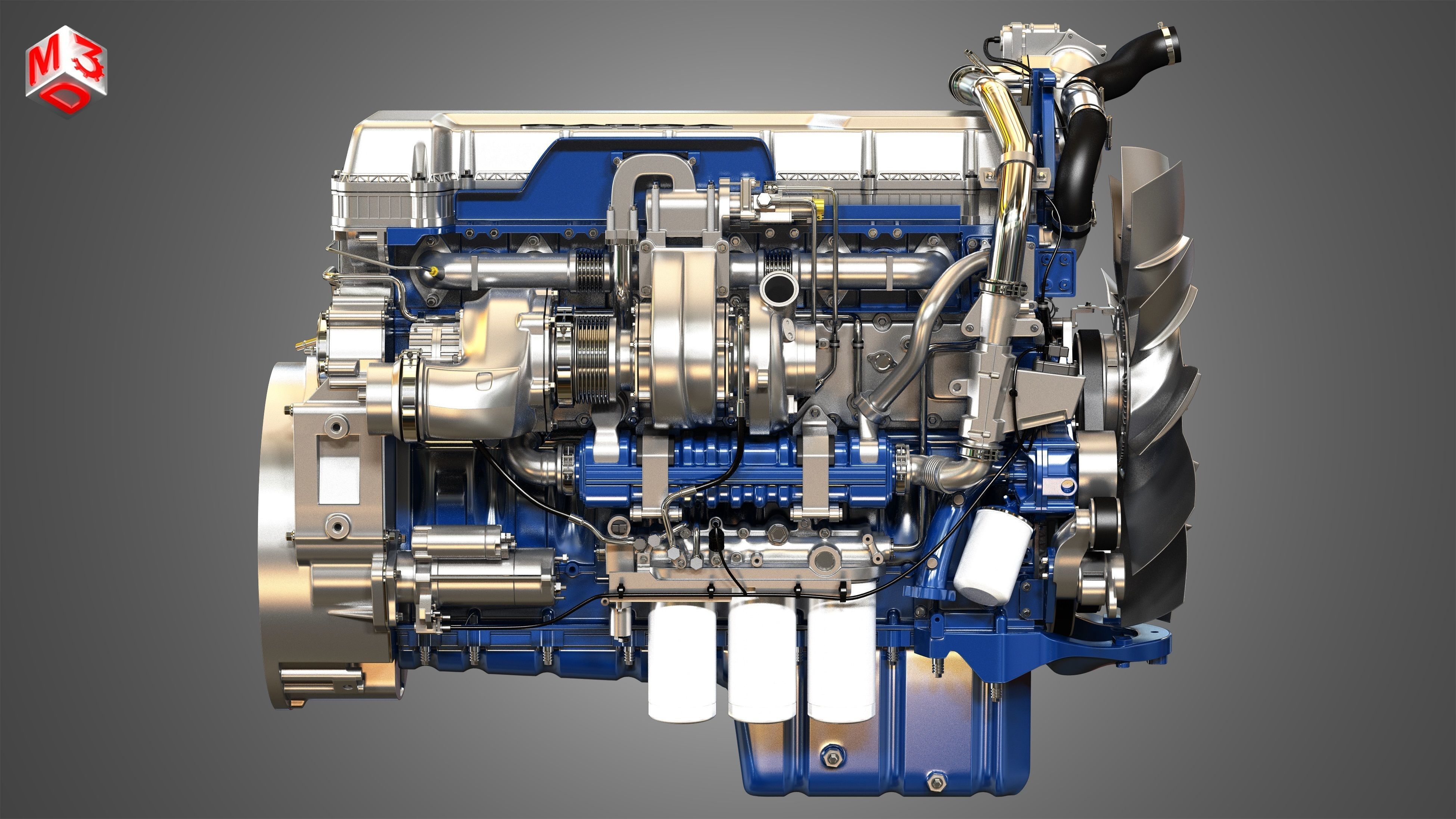 D13 Heavy Duty Truck Engine - 6 Cylinder Diesel Engine 3D model_7