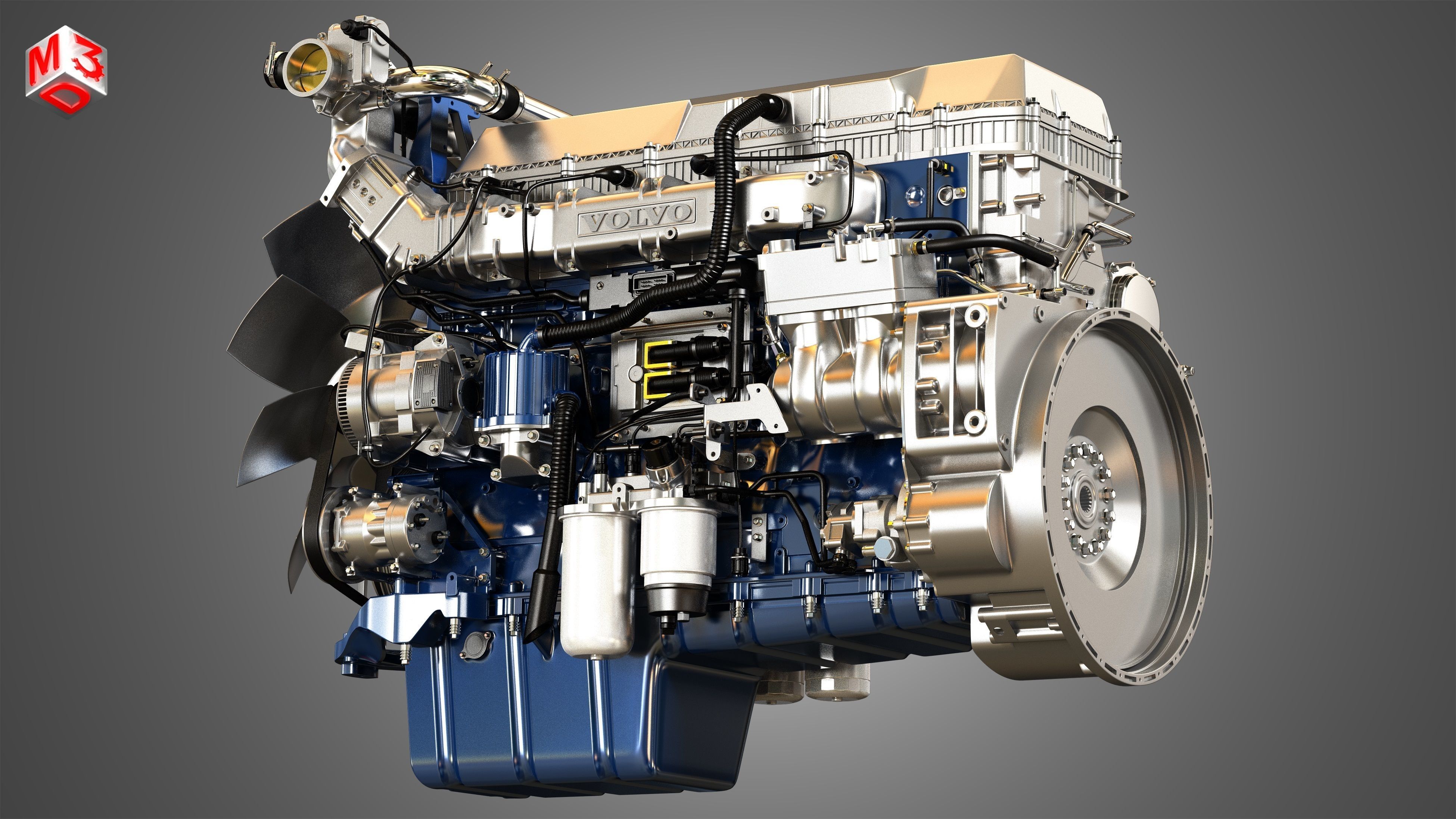 D13 Heavy Duty Truck Engine - 6 Cylinder Diesel Engine 3D model_11