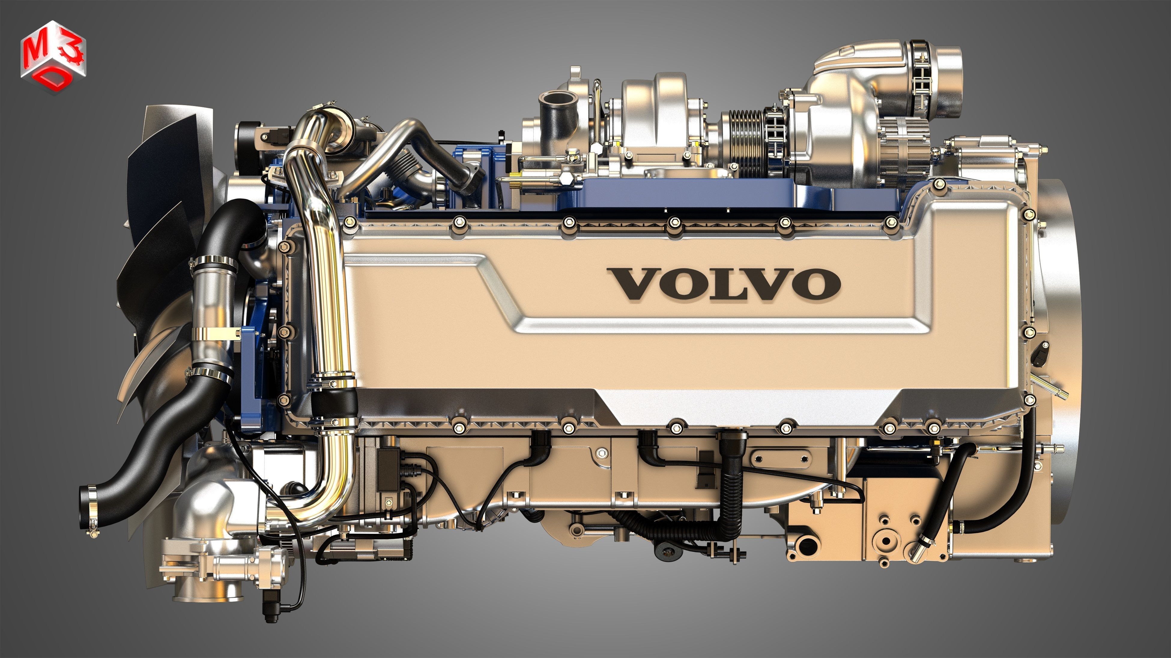 D13 Heavy Duty Truck Engine - 6 Cylinder Diesel Engine 3D model_12