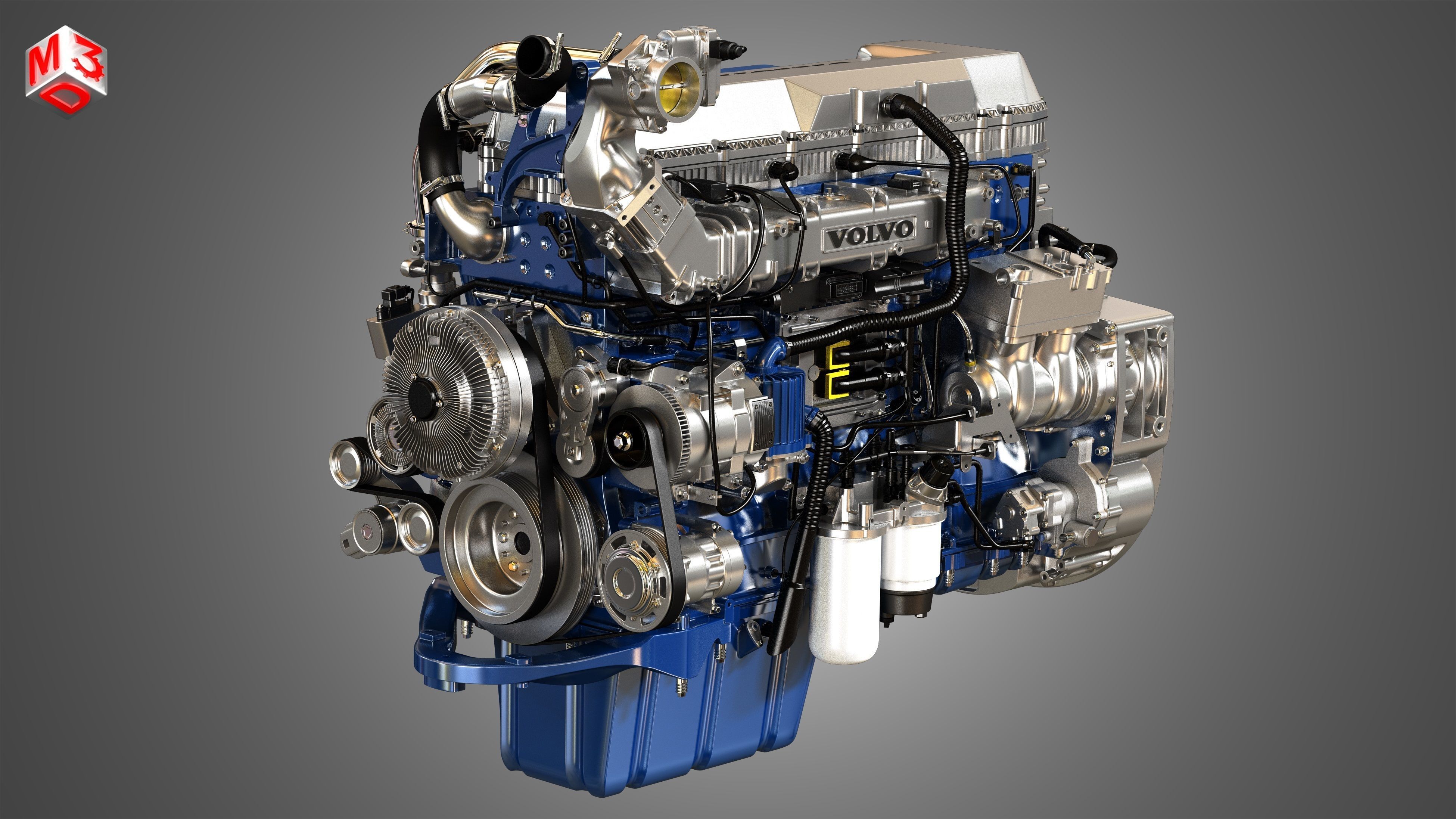 D13 Heavy Duty Truck Engine - 6 Cylinder Diesel Engine 3D model_2