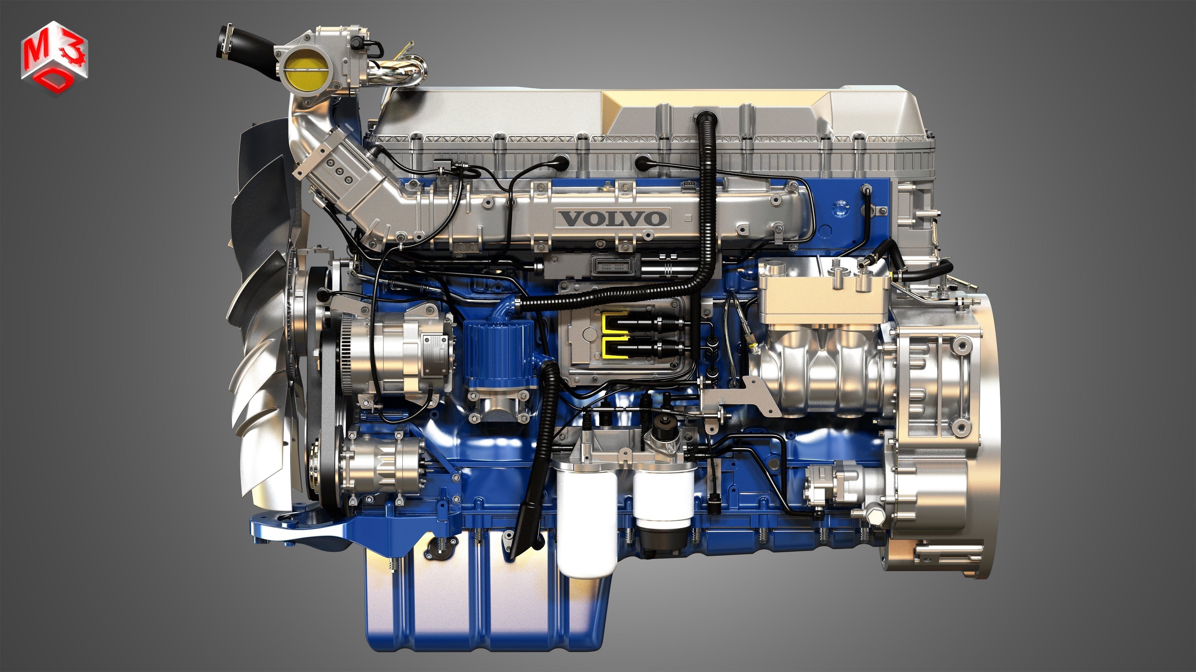 D13 Heavy Duty Truck Engine - 6 Cylinder Diesel Engine 3D model_6