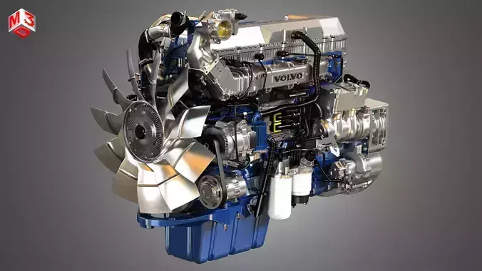 D13 Heavy Duty Truck Engine - 6 Cylinder Diesel Engine 3D model