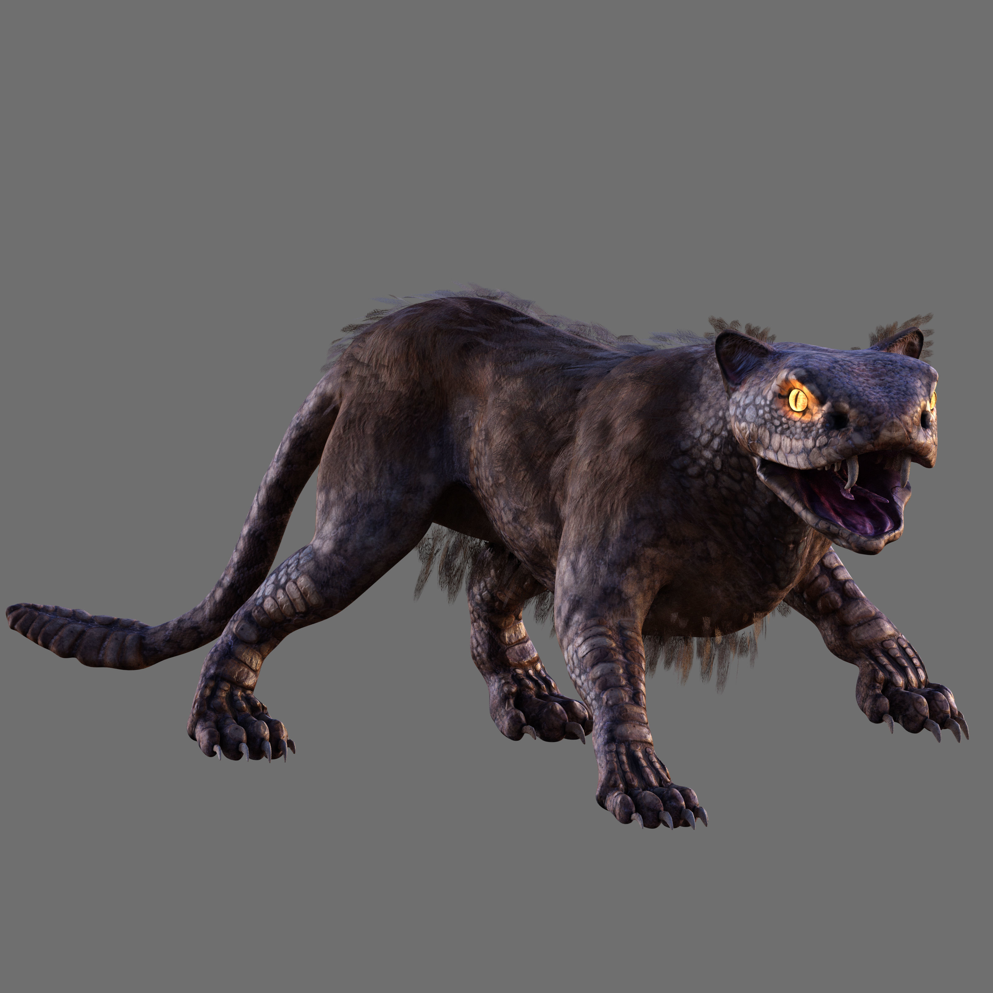 Snake Cat Monster Low-poly 3D model_2