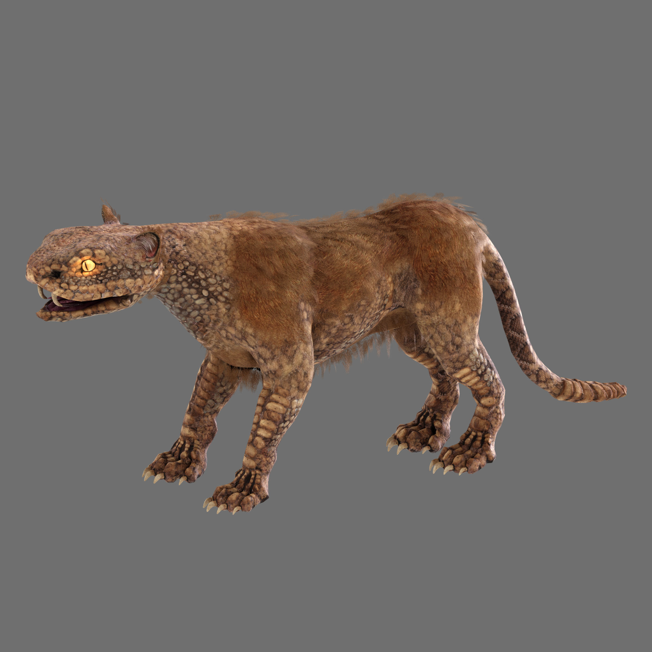 Snake Cat Monster Low-poly 3D model_8