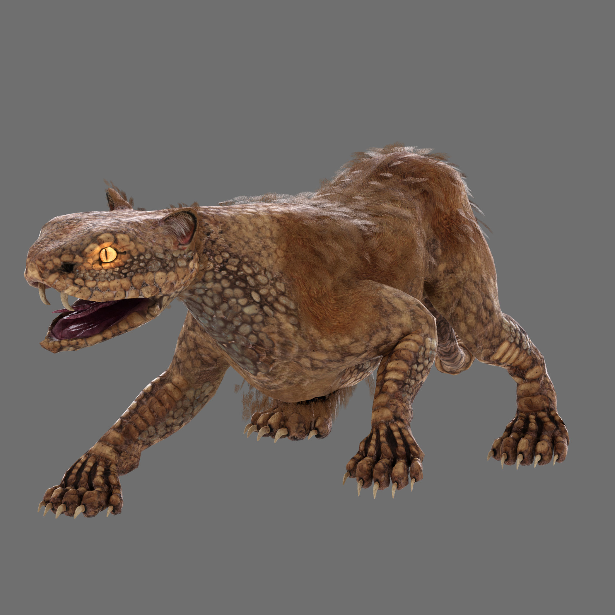 Snake Cat Monster Low-poly 3D model_3