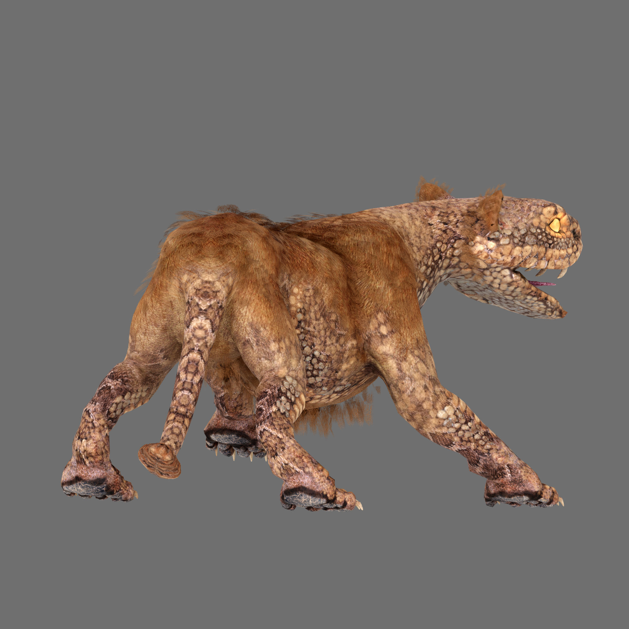 Snake Cat Monster Low-poly 3D model_5