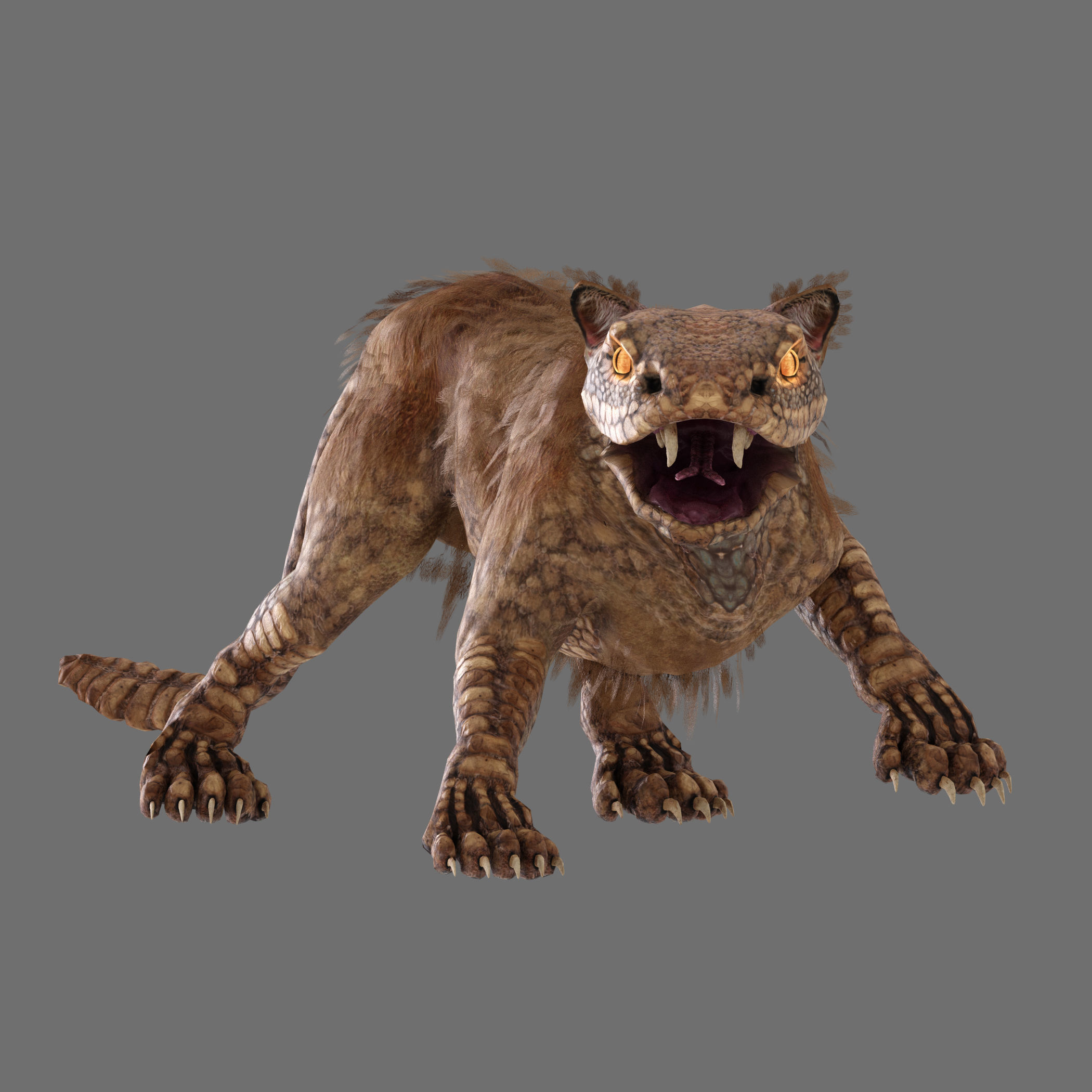 Snake Cat Monster Low-poly 3D model_4