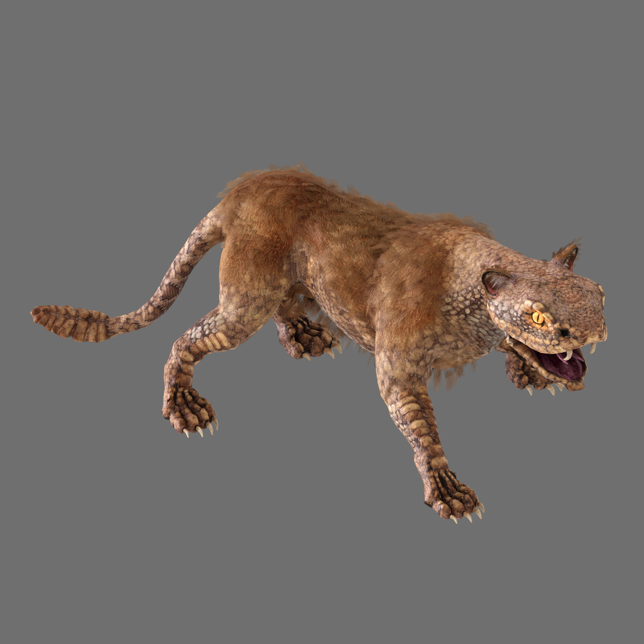 Snake Cat Monster Low-poly 3D model_6