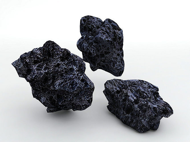 Asteroids three rocks Low-poly 3D model