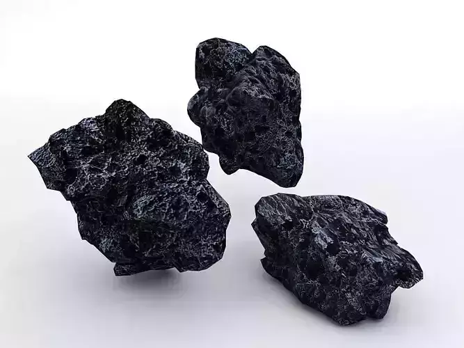 Asteroids three rocks Low-poly 3D model