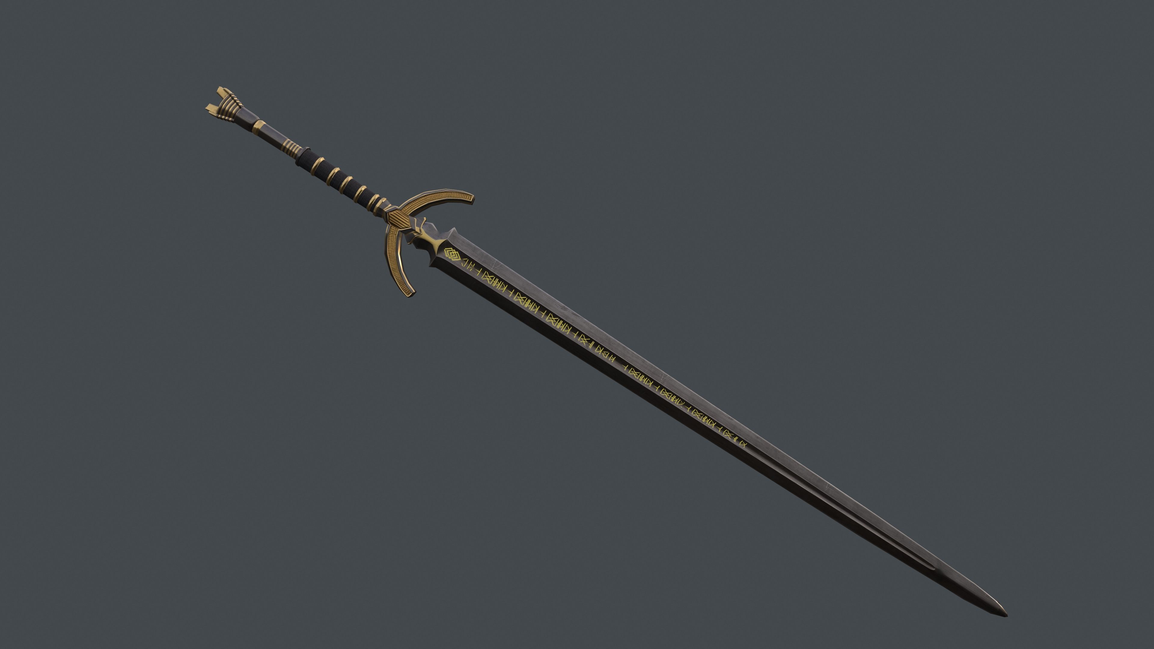 Sword Low-poly 3D model lord of rings Low-poly 3D model_3
