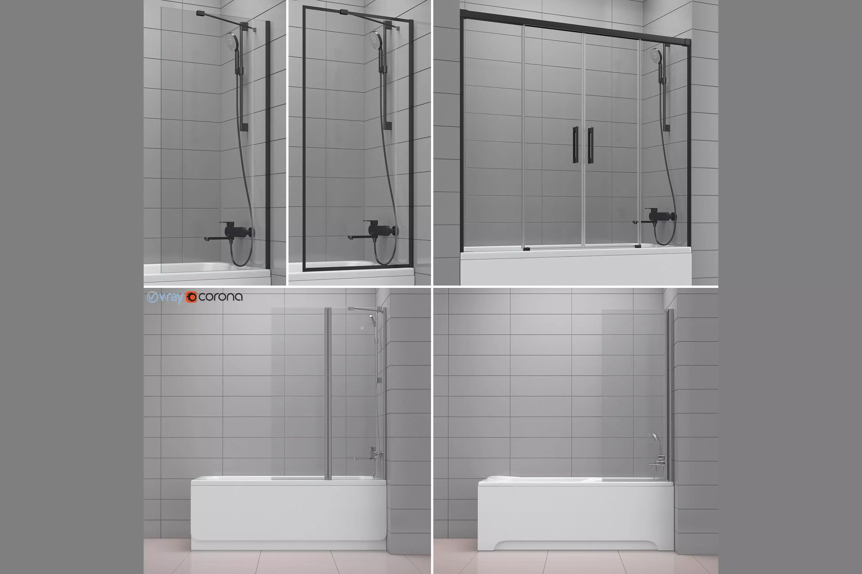 Shutters for baths and baths Radaway and Ravak set 44 3D model