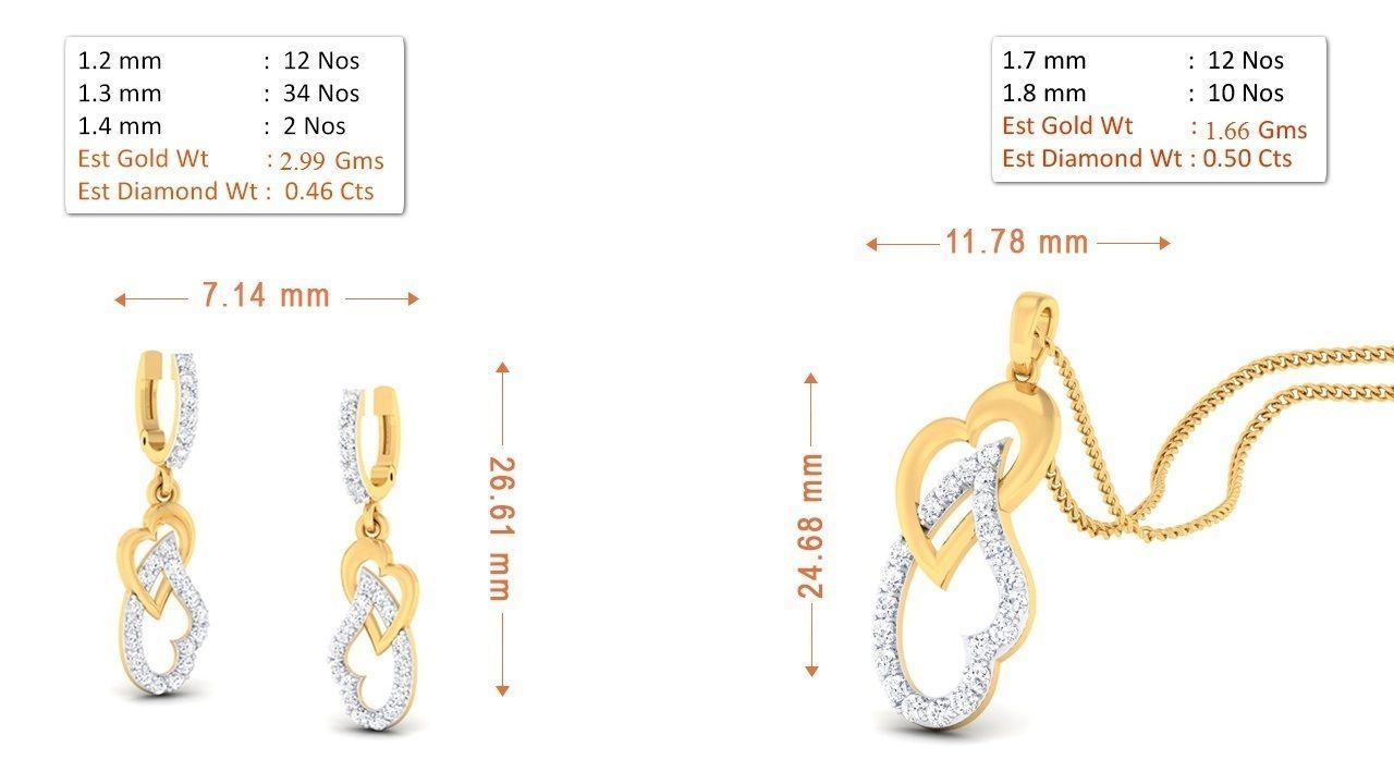 Women pendant-earrings set 3dm mgx render detail 3D print model 3D print model_8