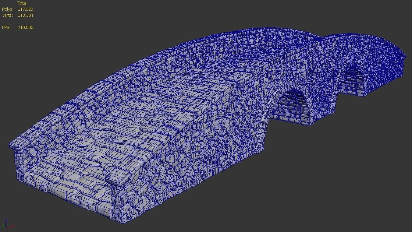 Old Stone Bridge Low-poly 3D model_6