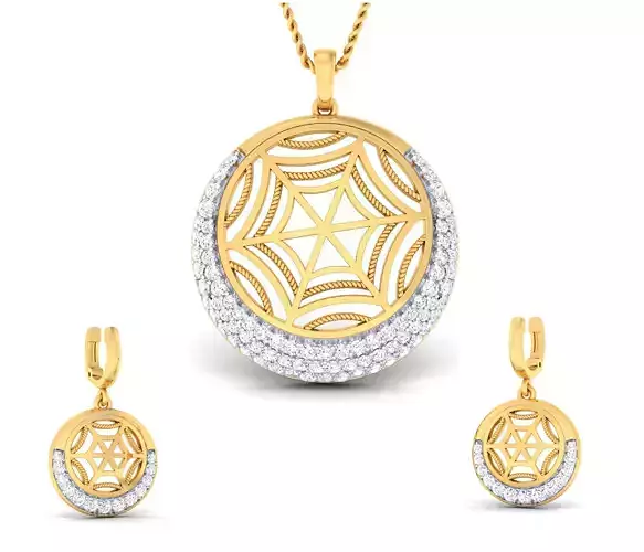 Women pendant-earrings set 3dm mgx render detail 3D print model 3D print model