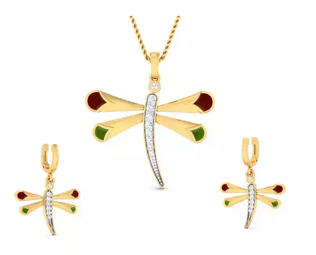 Women pendant-earrings set 3dm mgx render detail 3D print model 3D print model