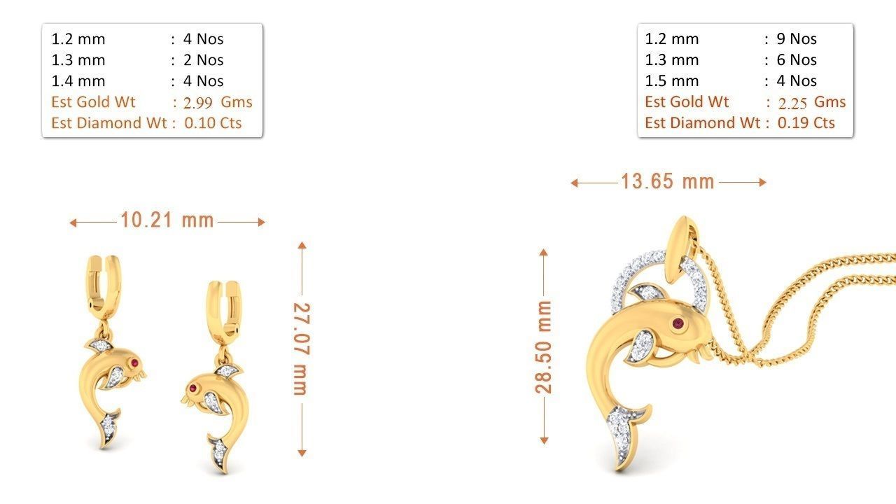 Women pendant-earrings set 3dm mgx render detail 3D print model 3D print model_4