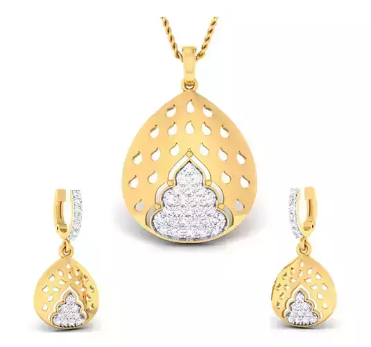 Women pendant-earrings set 3dm mgx render detail 3D print model 3D print model