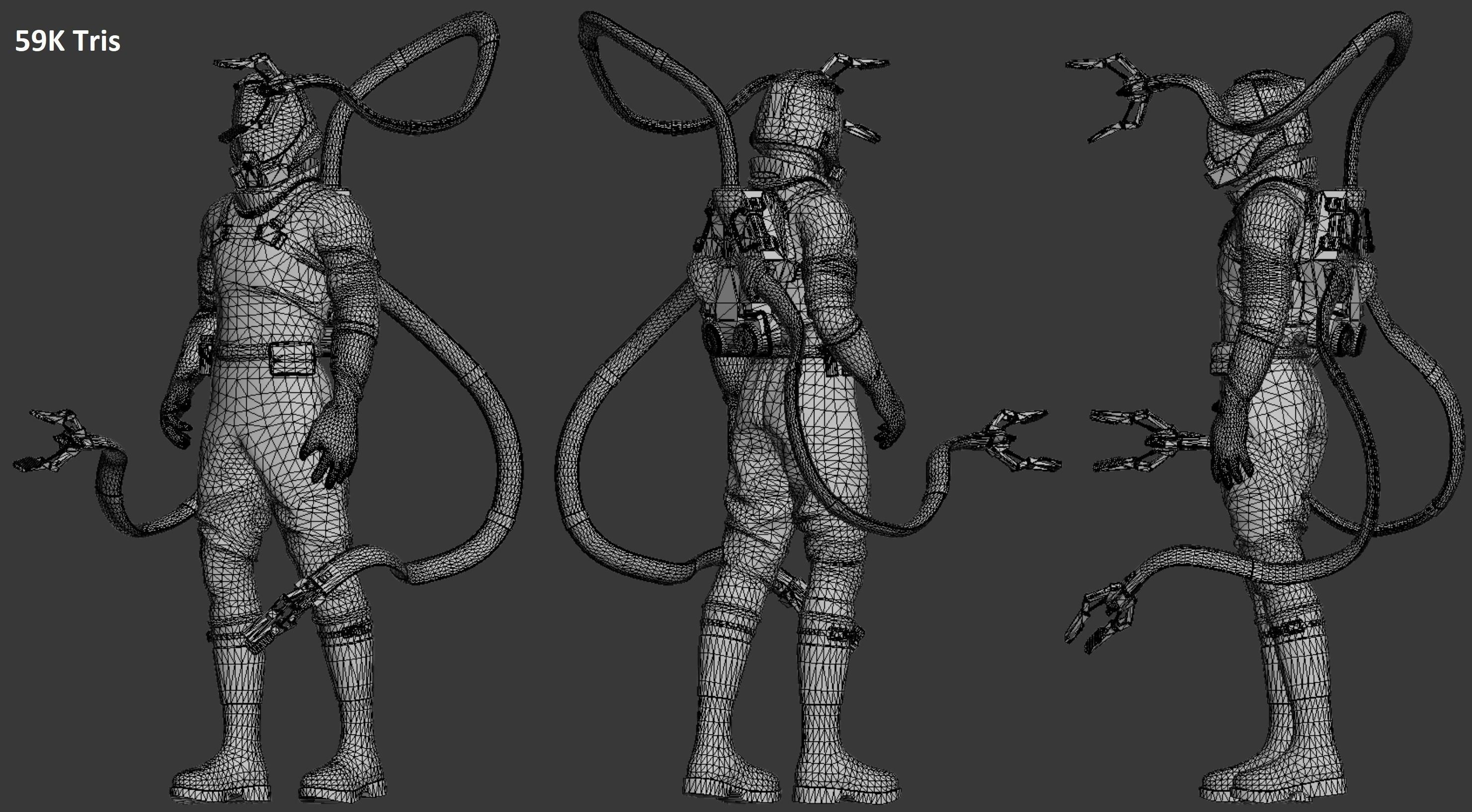 Explorer man in space suit Low-poly 3D model_8