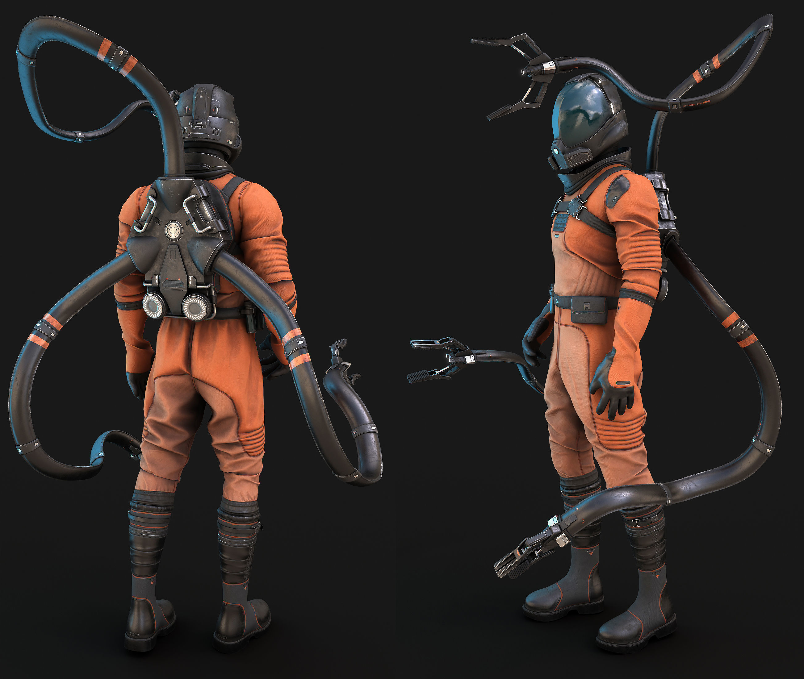 Explorer man in space suit Low-poly 3D model_7