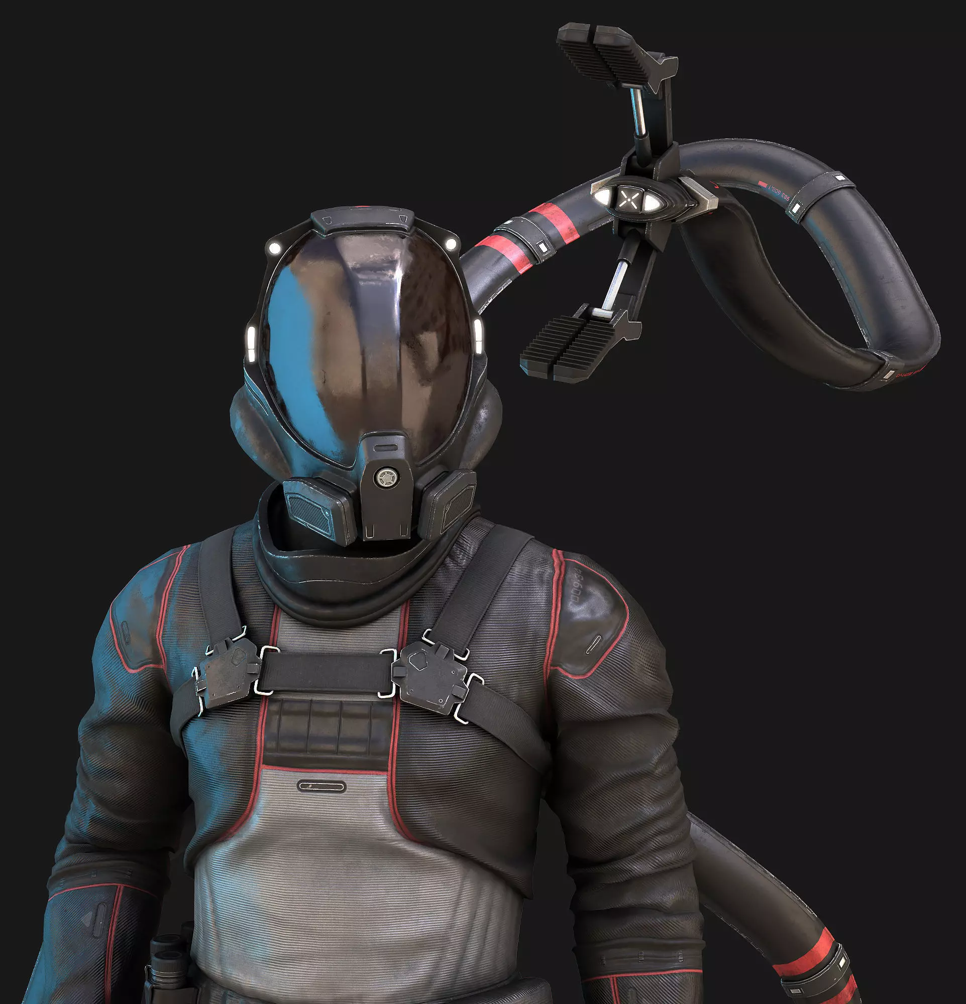 Explorer man in space suit Low-poly 3D model_0