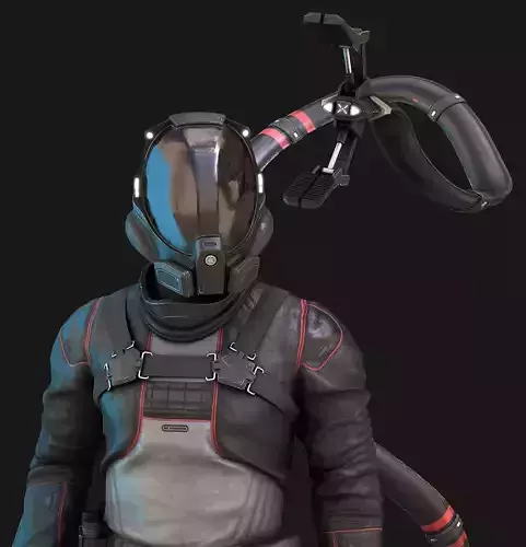 Explorer man in space suit Low-poly 3D model
