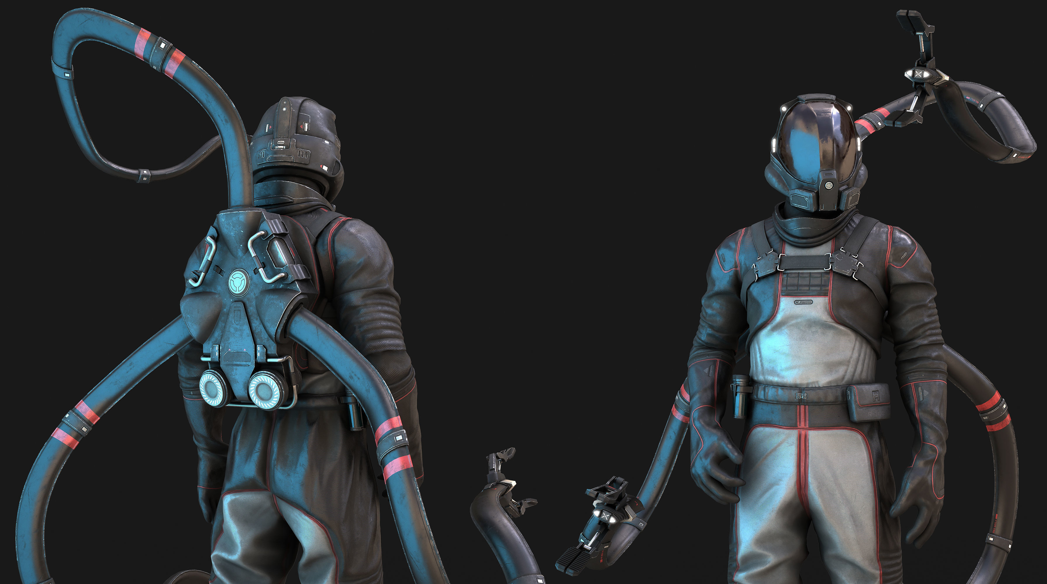 Explorer man in space suit Low-poly 3D model_3